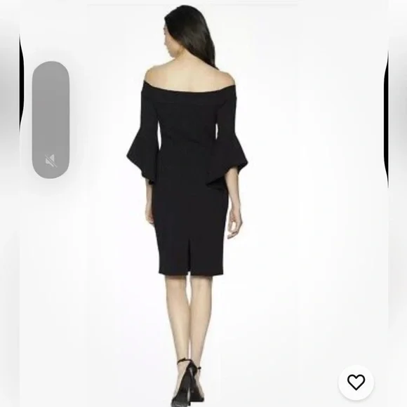 bebe Black Off The Shoulder Dress Midi - Picture 2 of 9